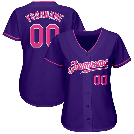 Custom Purple Pink-White Authentic Baseball Jersey - Sky-Custom