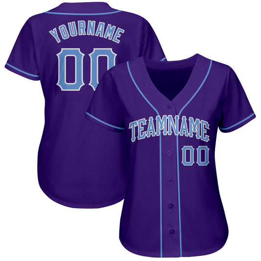 Custom Purple Light Blue-White Authentic Baseball Jersey - Sky-Custom