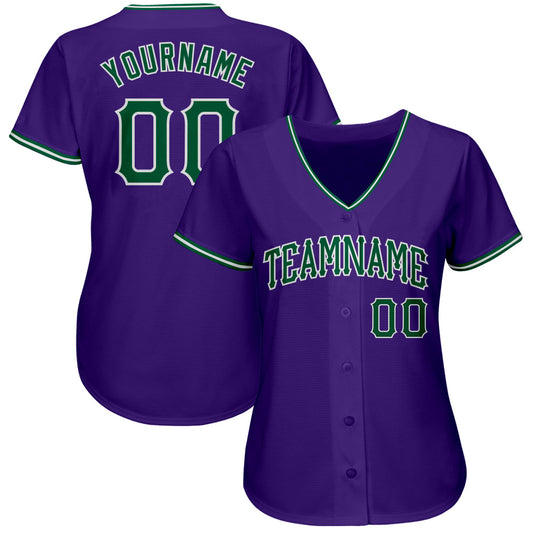 Custom Purple Kelly Green-White Authentic Baseball Jersey - Sky-Custom