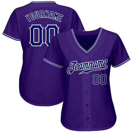 Custom Purple Royal-White Authentic Baseball Jersey - Sky-Custom