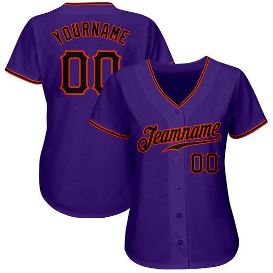 Custom Purple Black-Orange Authentic Baseball Jersey - Sky-Custom