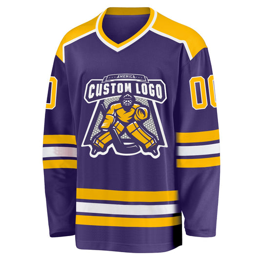 Custom Purple Gold-White Hockey Jersey - Sky-Custom