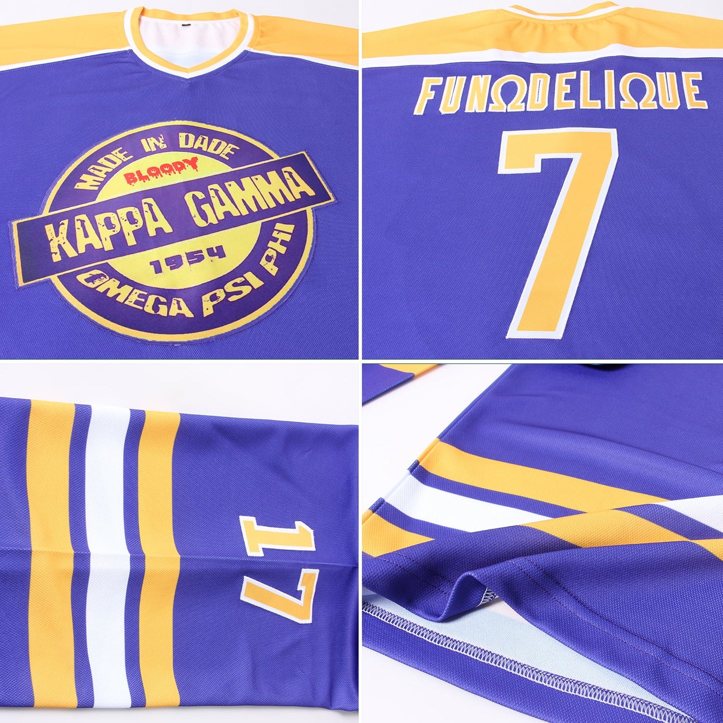 Custom Purple Gold-White Hockey Jersey - Sky-Custom