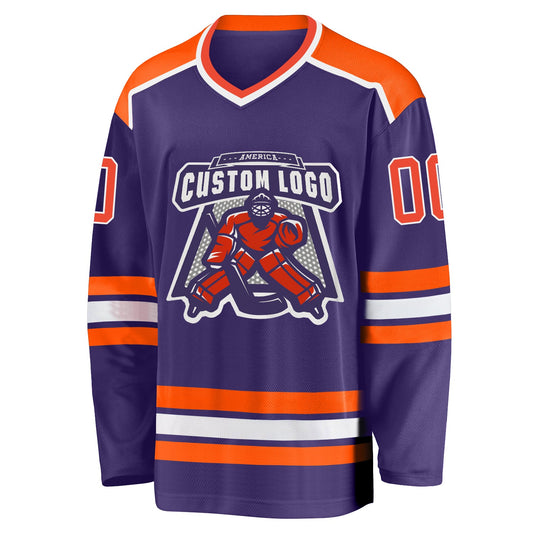 Custom Purple Orange-White Hockey Jersey - Sky-Custom