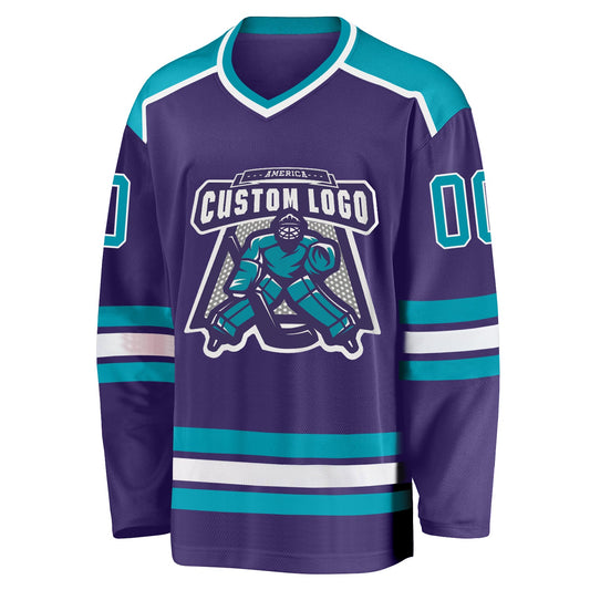 Custom Purple Teal-White Hockey Jersey - Sky-Custom