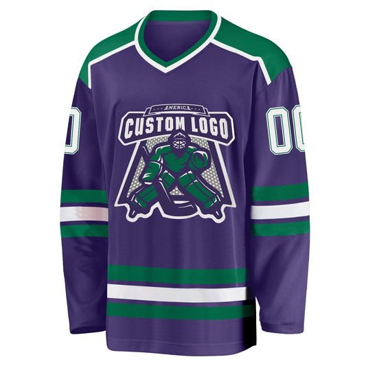 Custom Purple White-Kelly Green Hockey Jersey - Sky-Custom