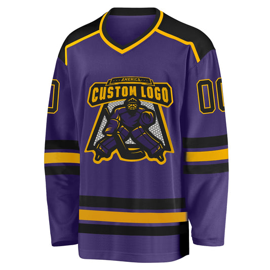 Custom Purple Black-Gold Hockey Jersey - Sky-Custom