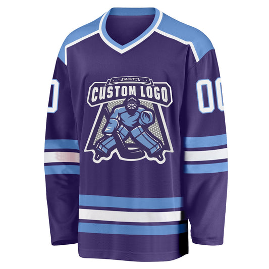 Custom Purple White-Light Blue Hockey Jersey - Sky-Custom