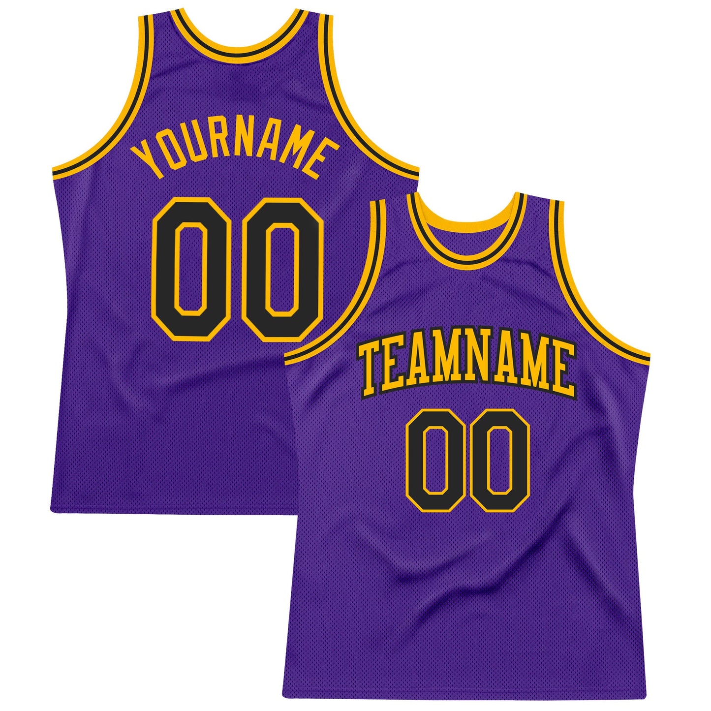 Custom Purple Black-Gold Authentic Throwback Basketball Jersey - Sky-Custom