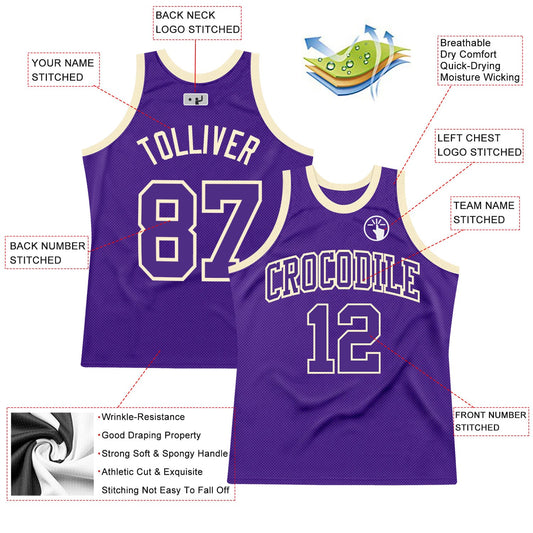 Custom Purple Purple-Cream Authentic Throwback Basketball Jersey - Sky-Custom