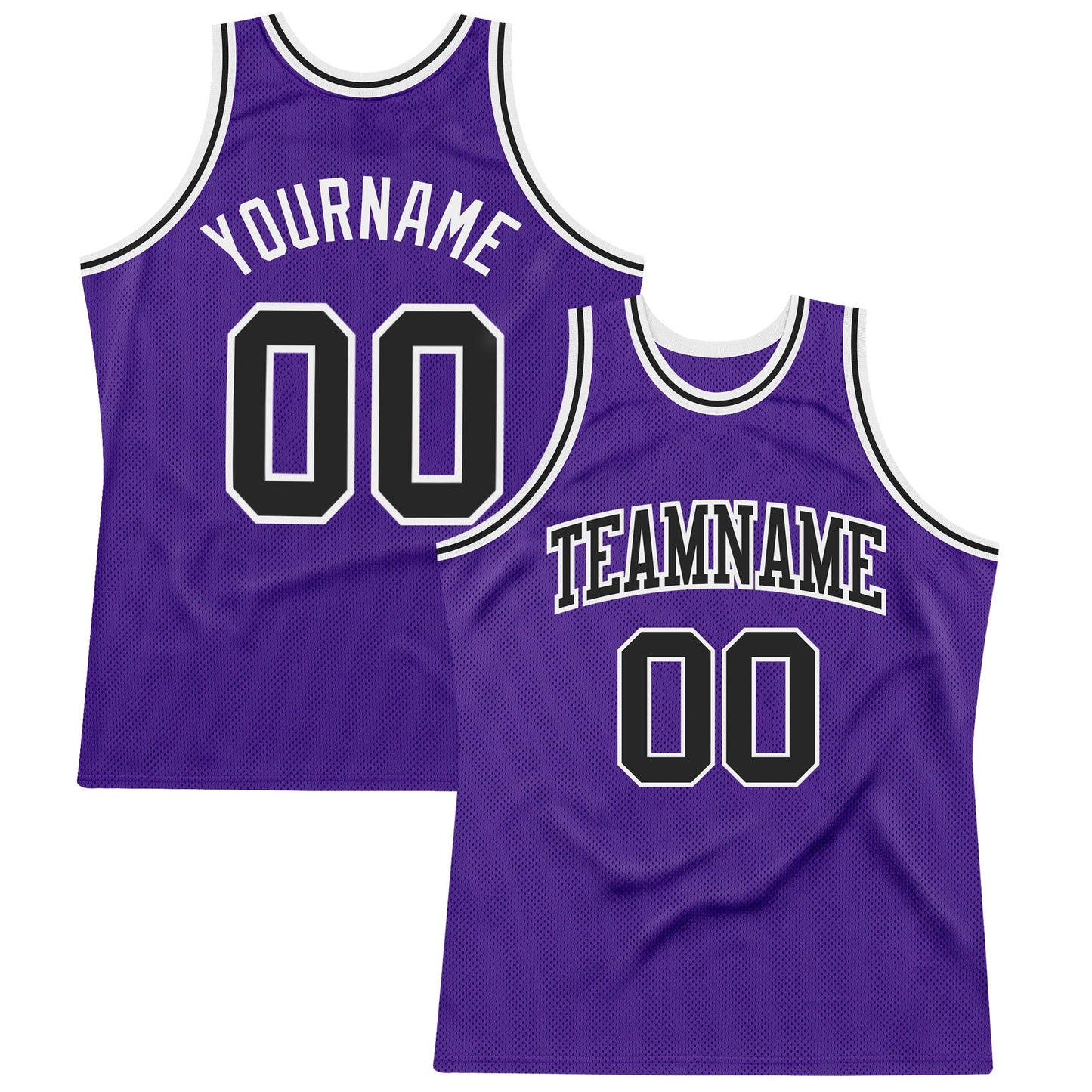 Custom Purple Black-White Authentic Throwback Basketball Jersey - Sky-Custom