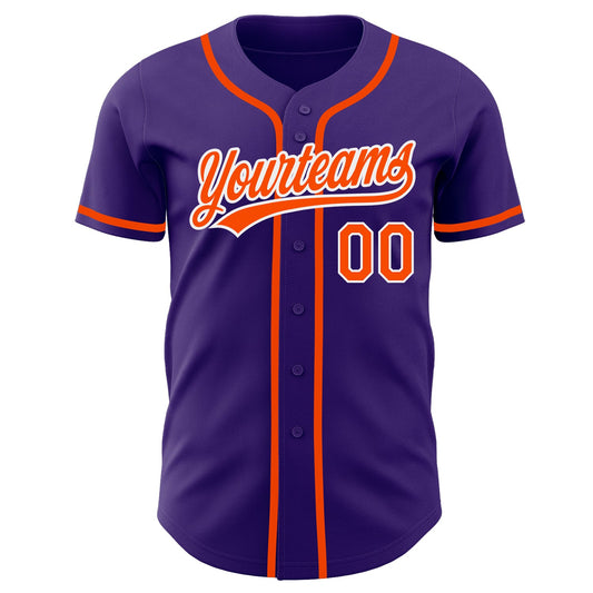 Custom Purple Orange-White Authentic Baseball Jersey - Sky-Custom