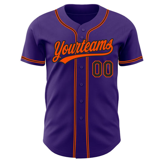 Custom Purple Black-Orange Authentic Baseball Jersey - Sky-Custom
