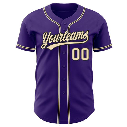 Custom Purple City Cream-Black Authentic Baseball Jersey - Sky-Custom
