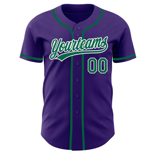 Custom Purple Kelly Green-White Authentic Baseball Jersey - Sky-Custom