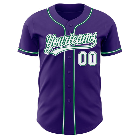 Custom Purple White-Kelly Green Authentic Baseball Jersey - Sky-Custom