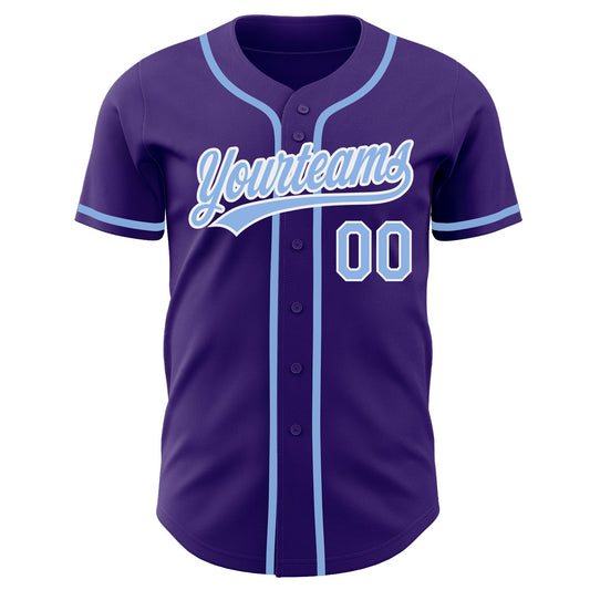 Custom Purple Light Blue-White Authentic Baseball Jersey - Sky-Custom