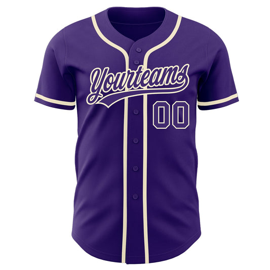 Custom Purple Purple-Cream Authentic Baseball Jersey - Sky-Custom