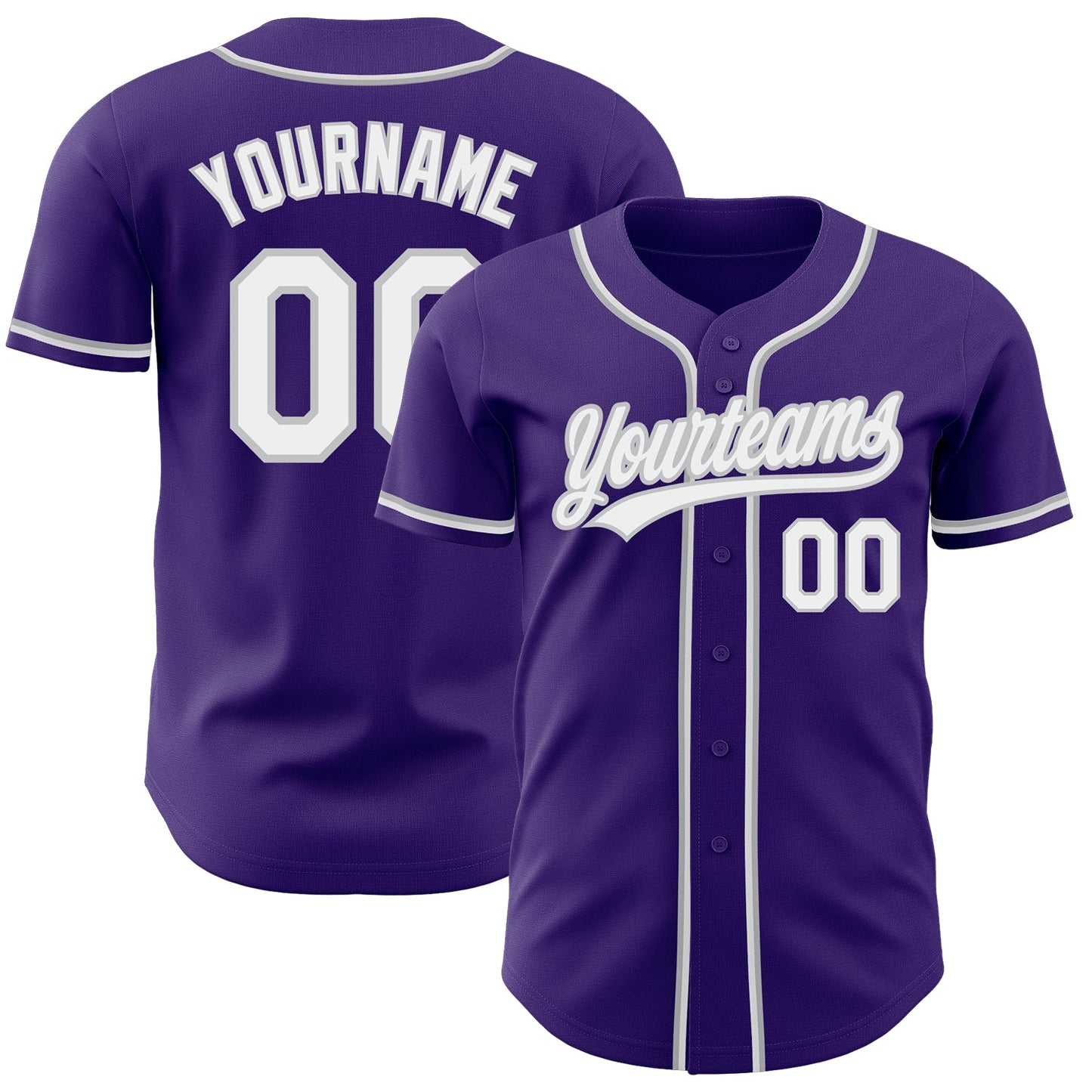 Custom Purple White-Gray Authentic Baseball Jersey - Sky-Custom