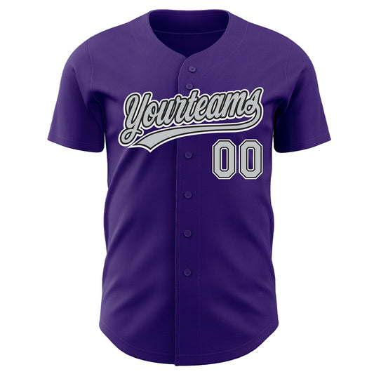 Custom Purple Gray-Black Authentic Baseball Jersey - Sky-Custom