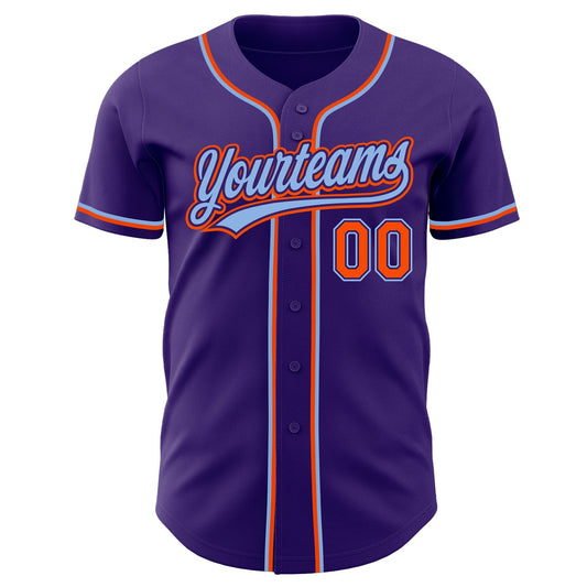 Custom Purple Orange-Light Blue Authentic Baseball Jersey - Sky-Custom