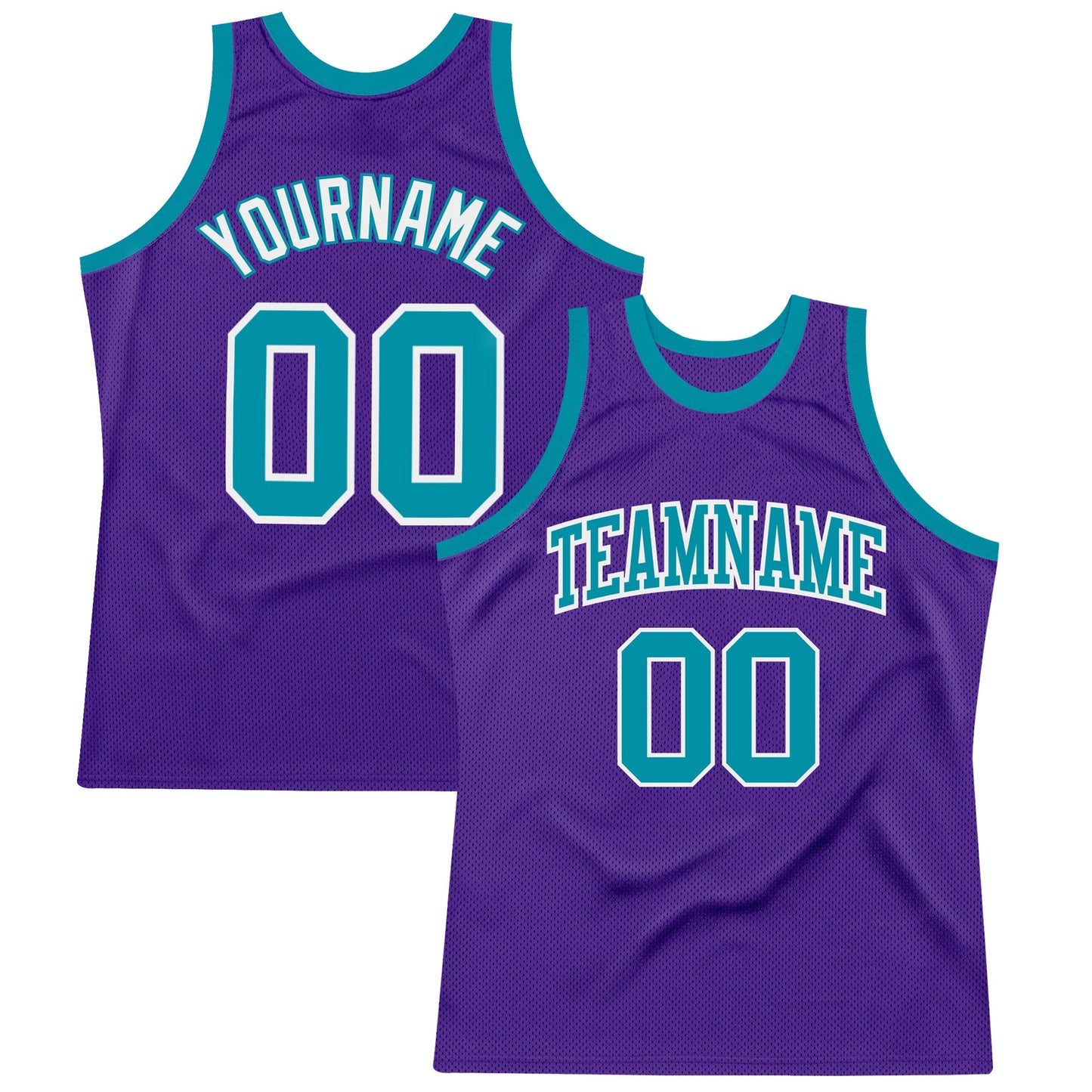 Custom Purple Teal-White Authentic Throwback Basketball Jersey - Sky-Custom