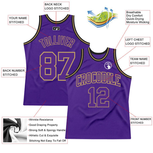 Custom Purple Purple Old Gold-Black Authentic Throwback Basketball Jersey - Sky-Custom