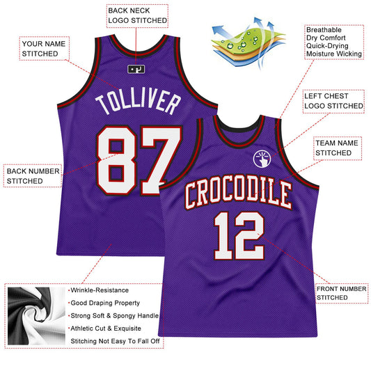 Custom Purple White Red-Black Authentic Throwback Basketball Jersey - Sky-Custom