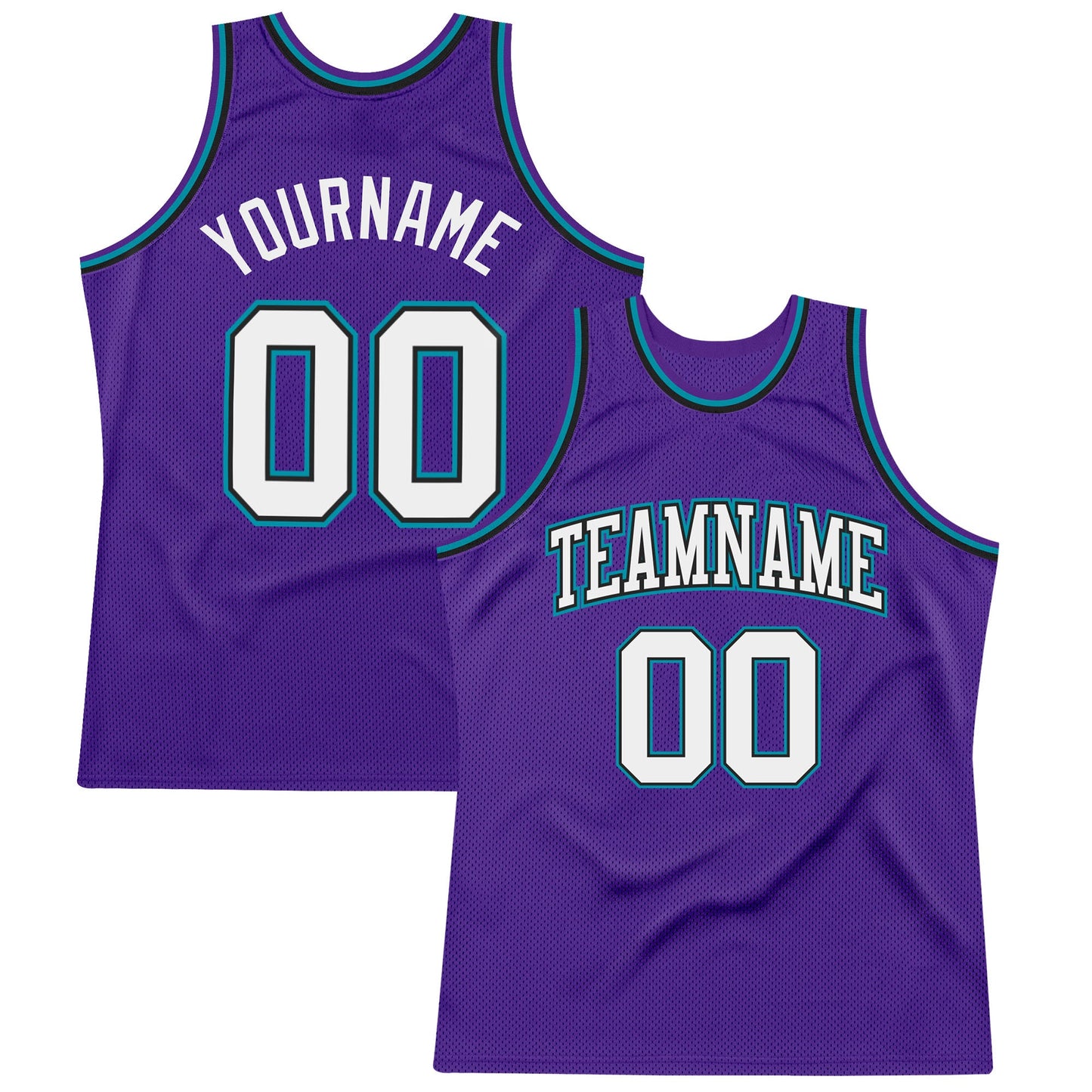 Custom Purple White Black-Teal Authentic Throwback Basketball Jersey - Sky-Custom