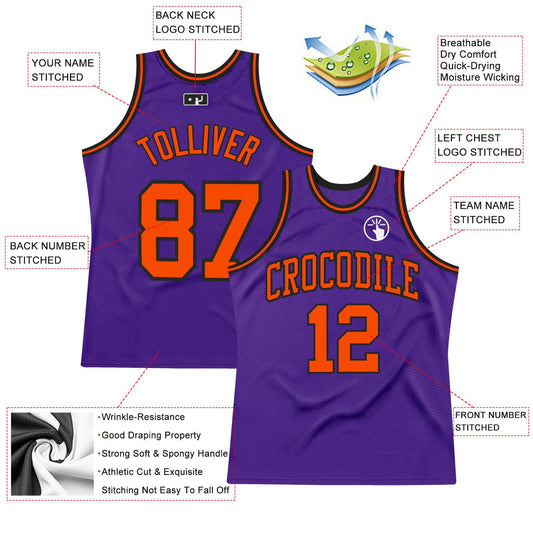 Custom Purple Orange-Black Authentic Throwback Basketball Jersey - Sky-Custom