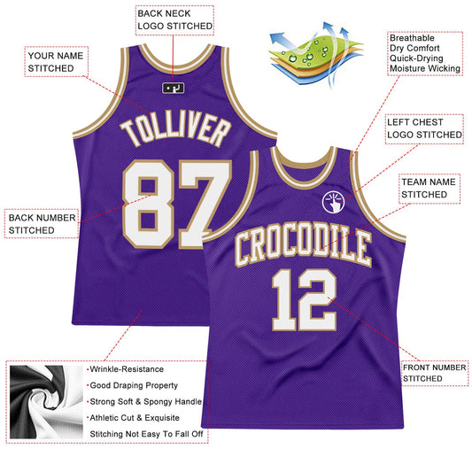 Custom Purple White-Old Gold Authentic Throwback Basketball Jersey - Sky-Custom