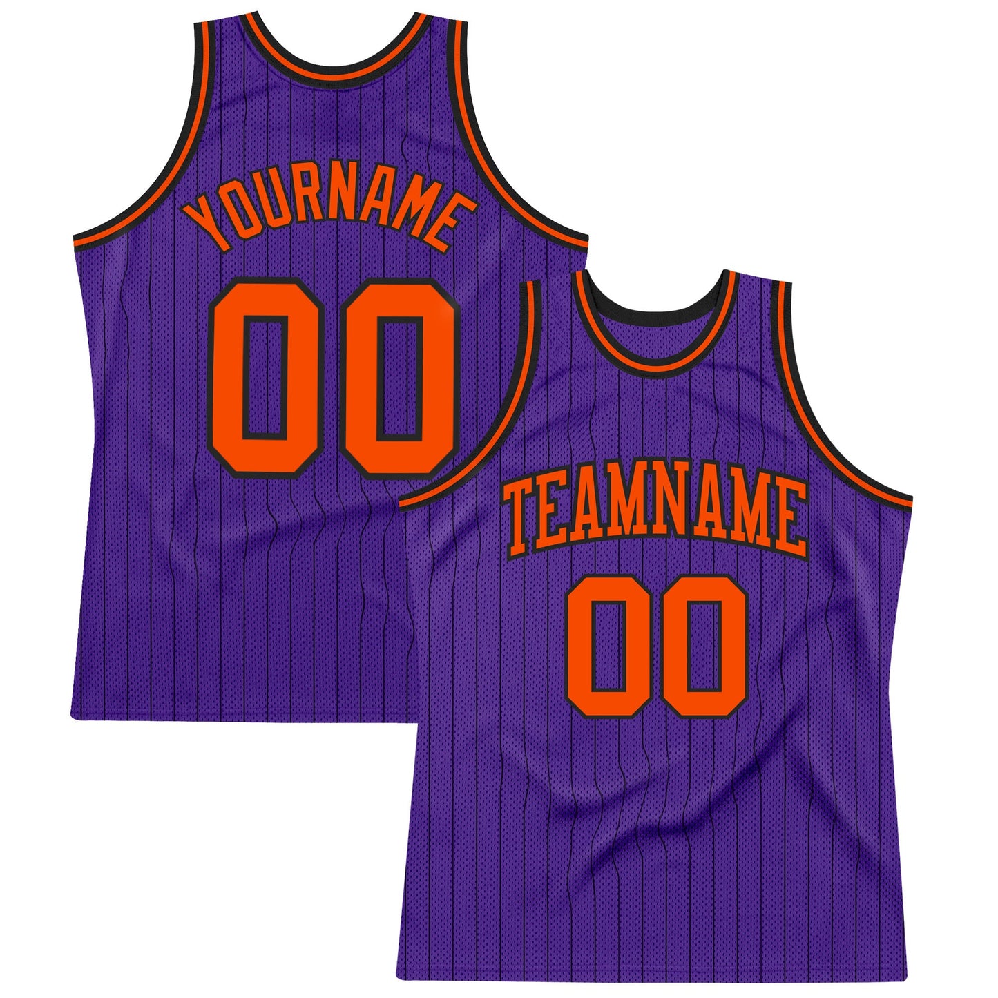 Custom Purple Black Pinstripe Orange Authentic Basketball Jersey - Sky-Custom