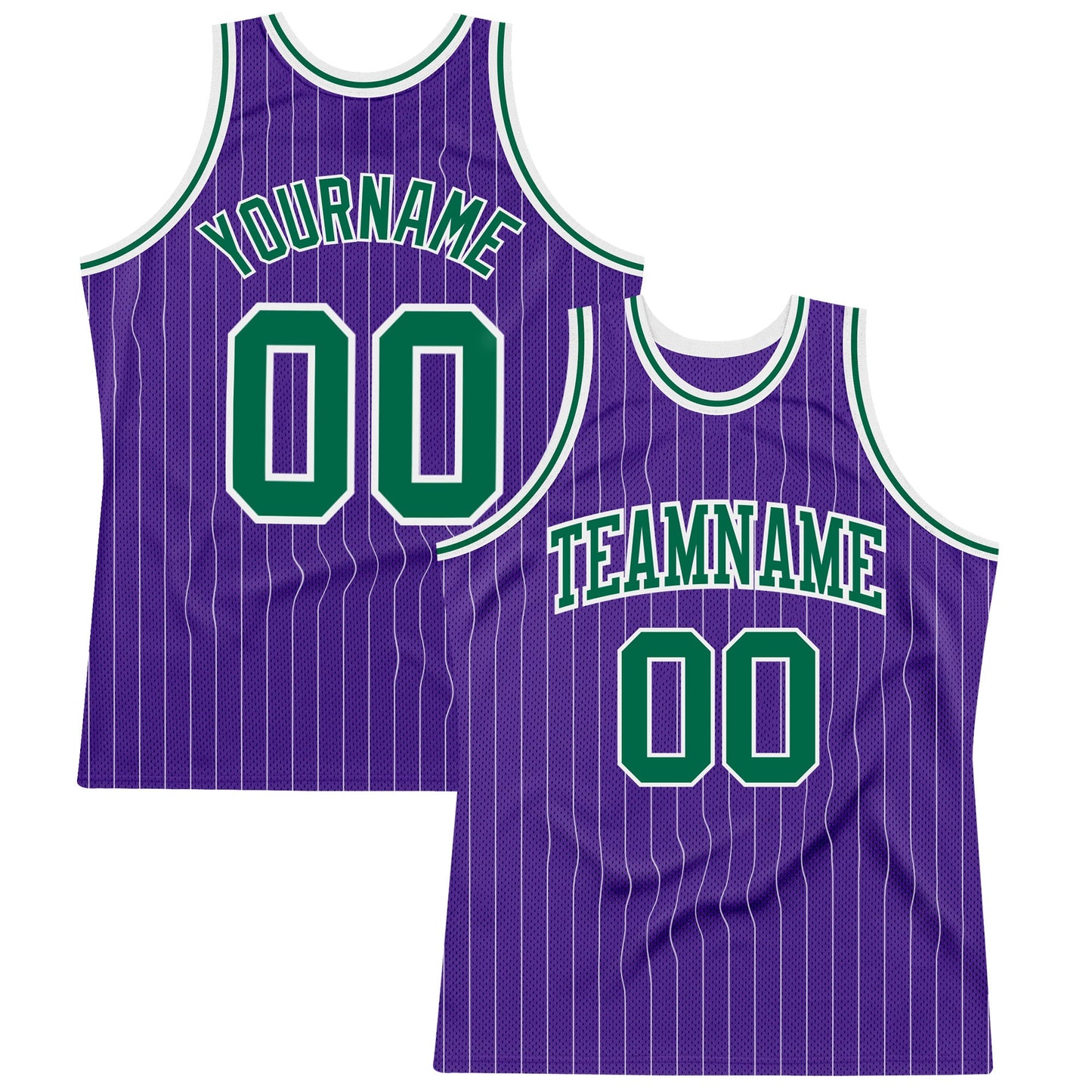 Custom Purple White Pinstripe Kelly Green Authentic Basketball Jersey - Sky-Custom