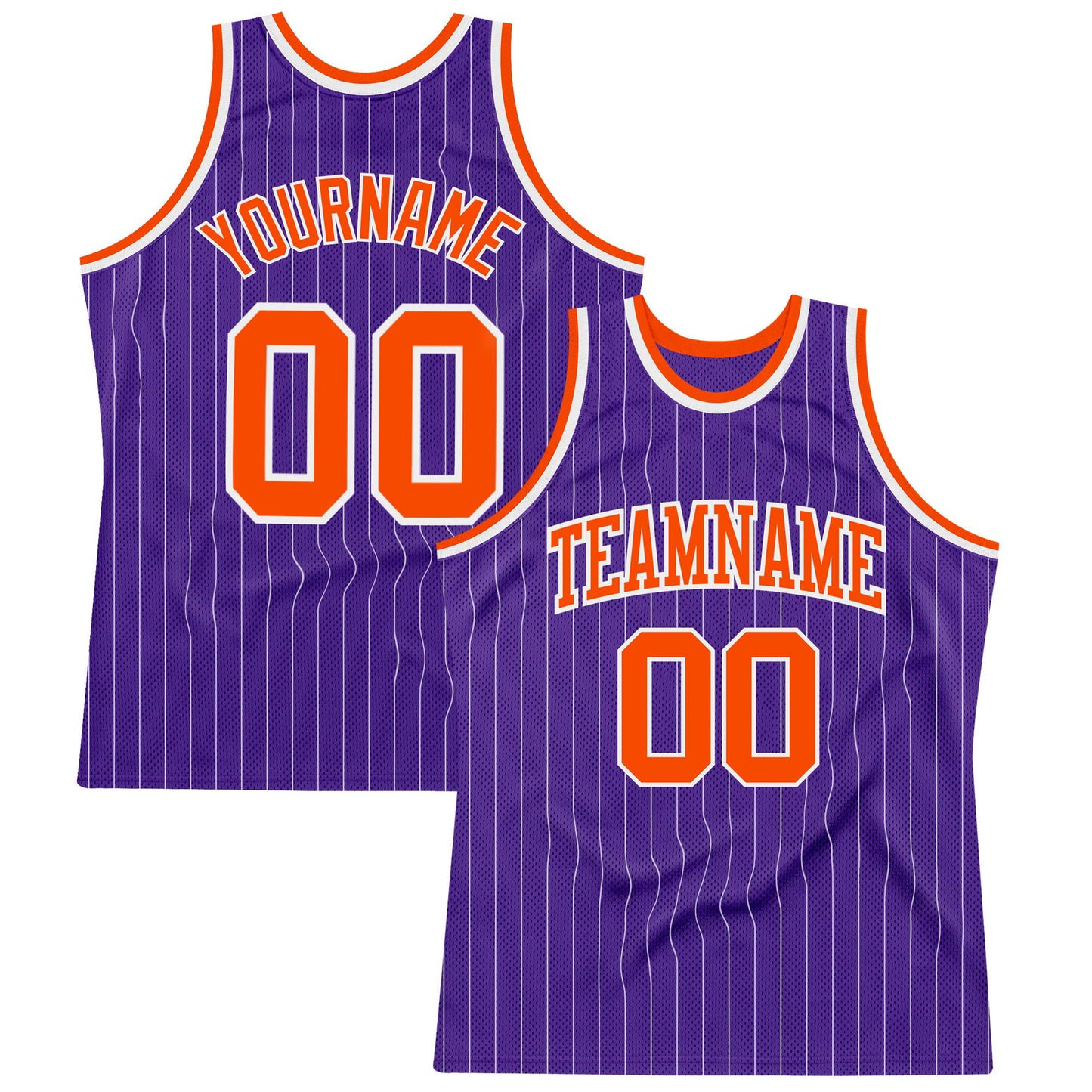 Custom Purple White Pinstripe Orange Authentic Basketball Jersey - Sky-Custom