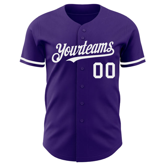 Custom Purple White Authentic Baseball Jersey - Sky-Custom