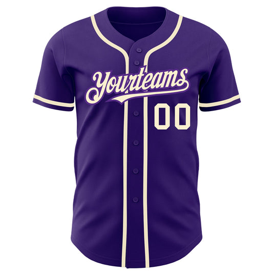 Custom Purple Cream Authentic Baseball Jersey - Sky-Custom