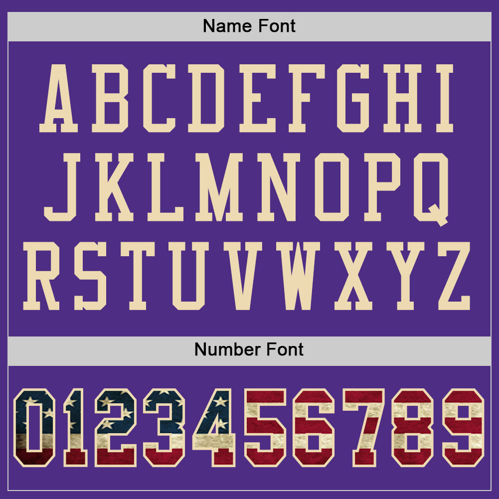Custom Purple Vintage USA Flag-City Cream Mesh Authentic Football Jersey - Sky-Custom