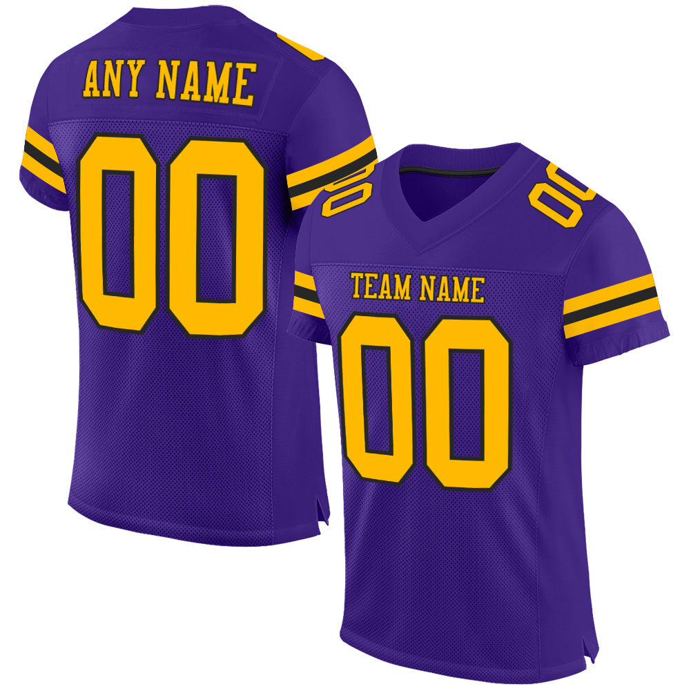 Custom Purple Gold-Black Mesh Authentic Football Jersey - Sky-Custom