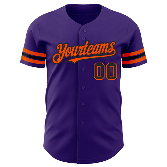 Custom Purple Black-Orange Authentic Baseball Jersey - Sky-Custom
