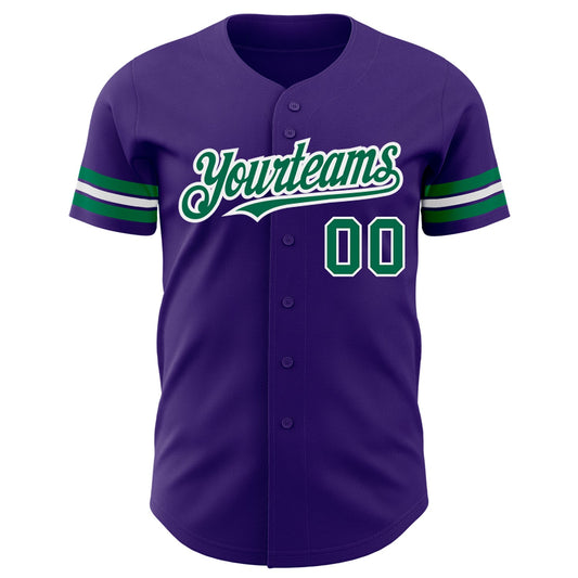 Custom Purple Kelly Green-White Authentic Baseball Jersey - Sky-Custom