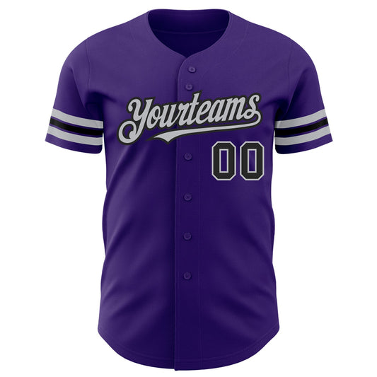 Custom Purple Black-Gray Authentic Baseball Jersey - Sky-Custom