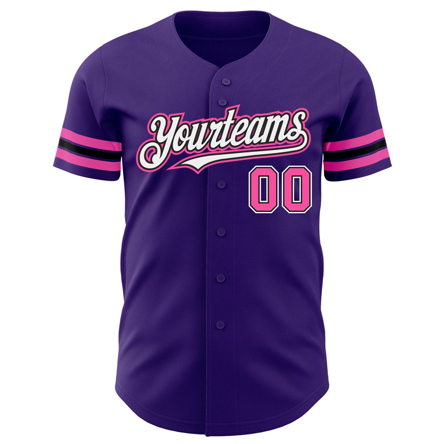 Custom Purple Pink-Black Authentic Baseball Jersey - Sky-Custom