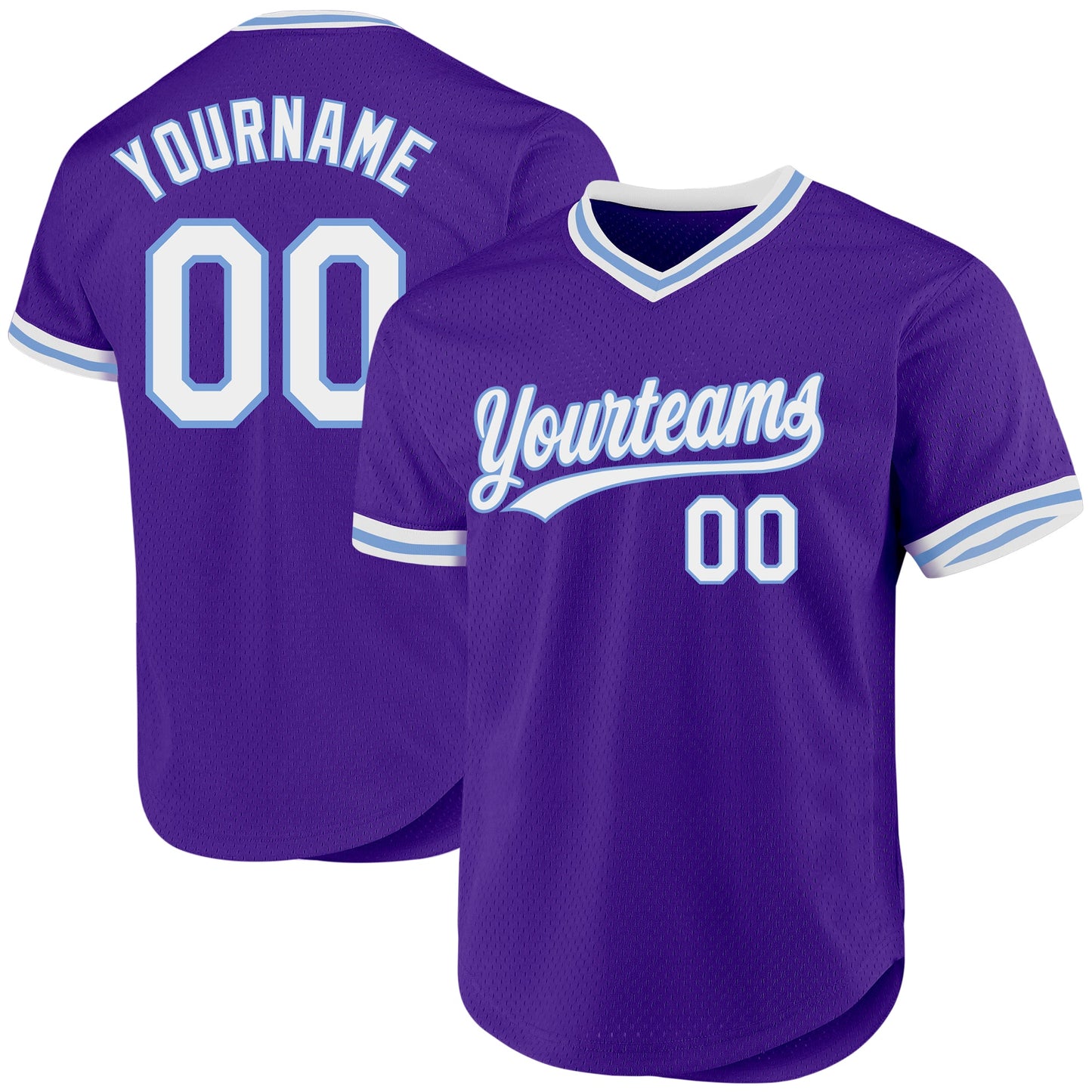 Custom Purple White-Light Blue Authentic Throwback Baseball Jersey - Sky-Custom
