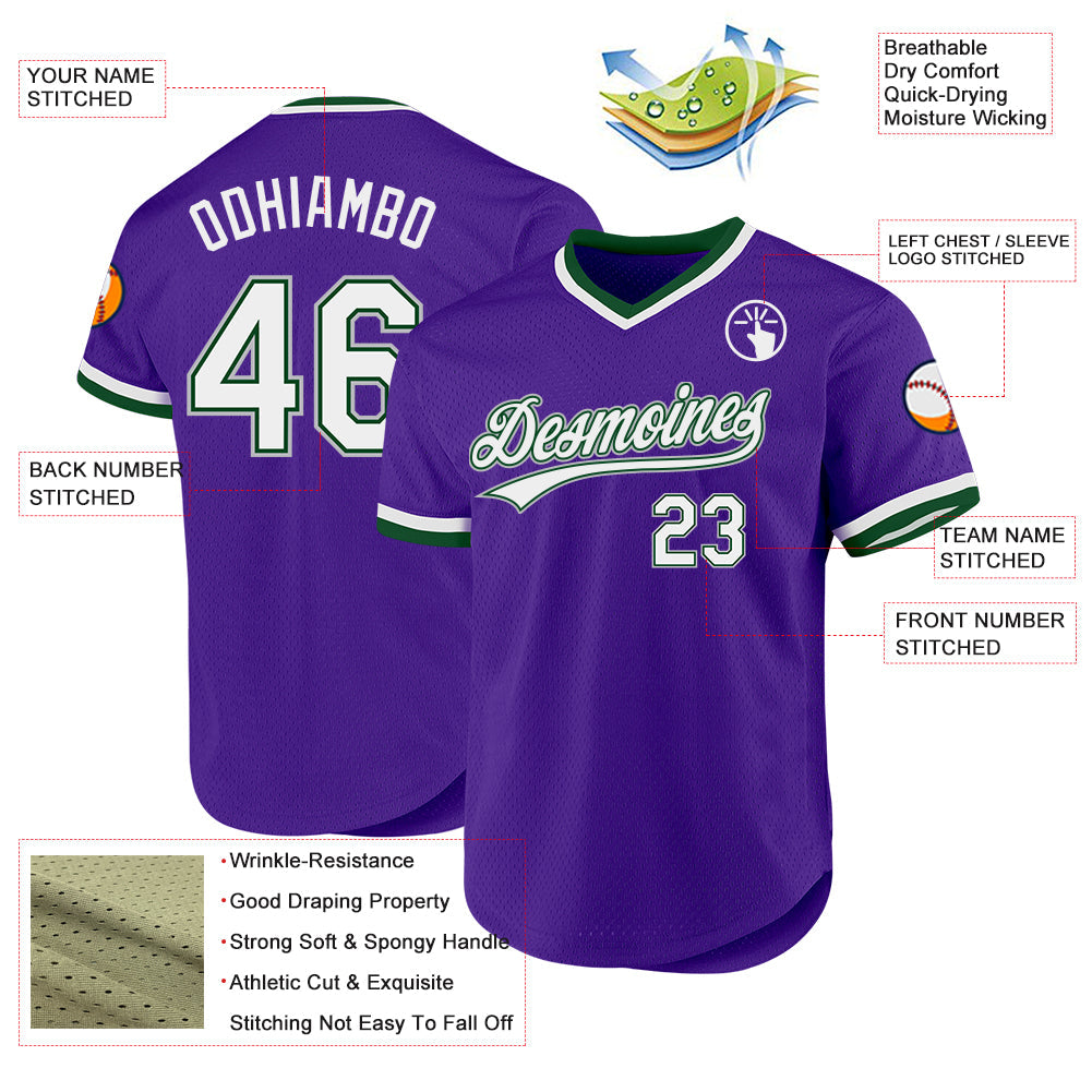 Custom Purple Green-Gray Authentic Throwback Baseball Jersey - Sky-Custom