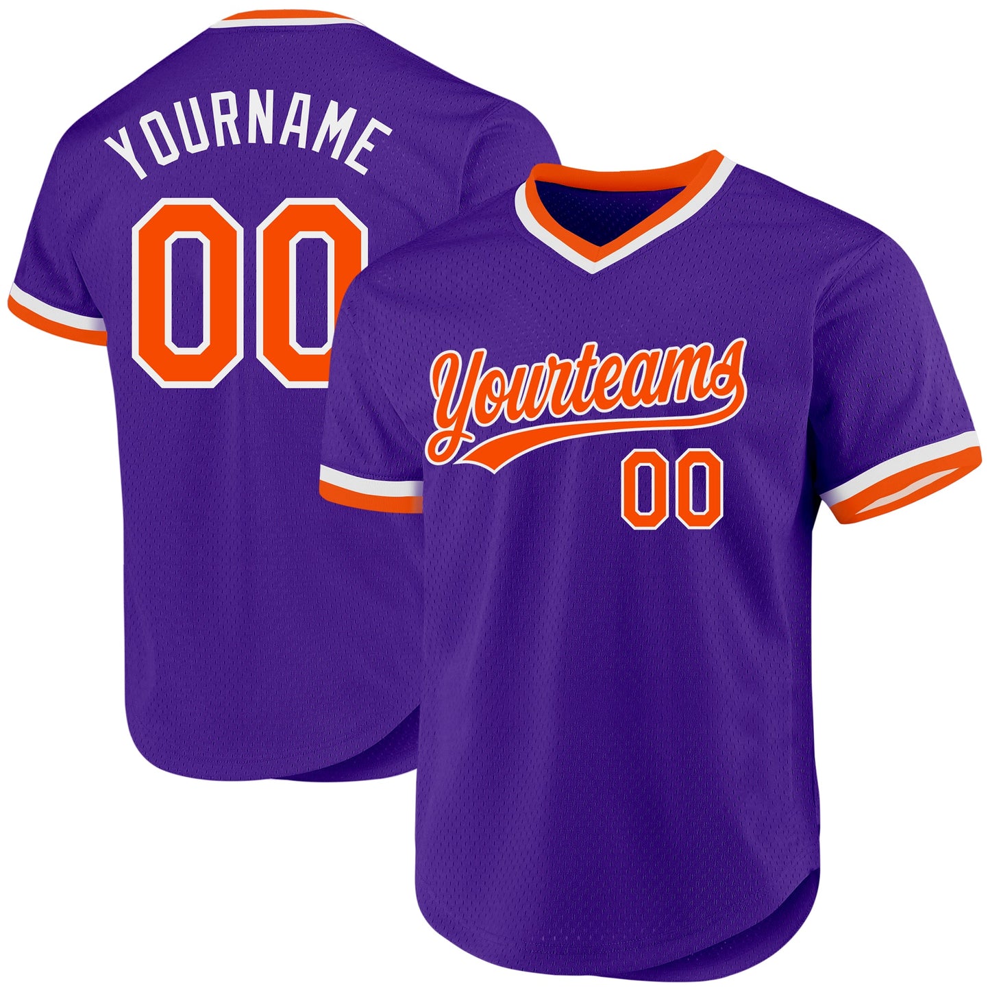 Custom Purple Orange-White Authentic Throwback Baseball Jersey - Sky-Custom