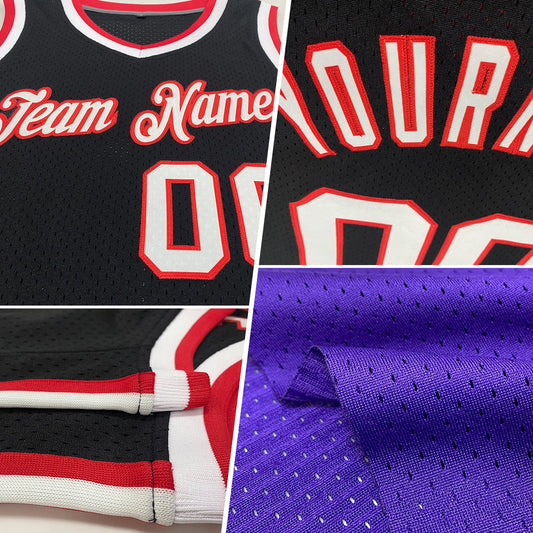 Custom Purple Black-Gold Authentic Throwback Basketball Jersey - Sky-Custom