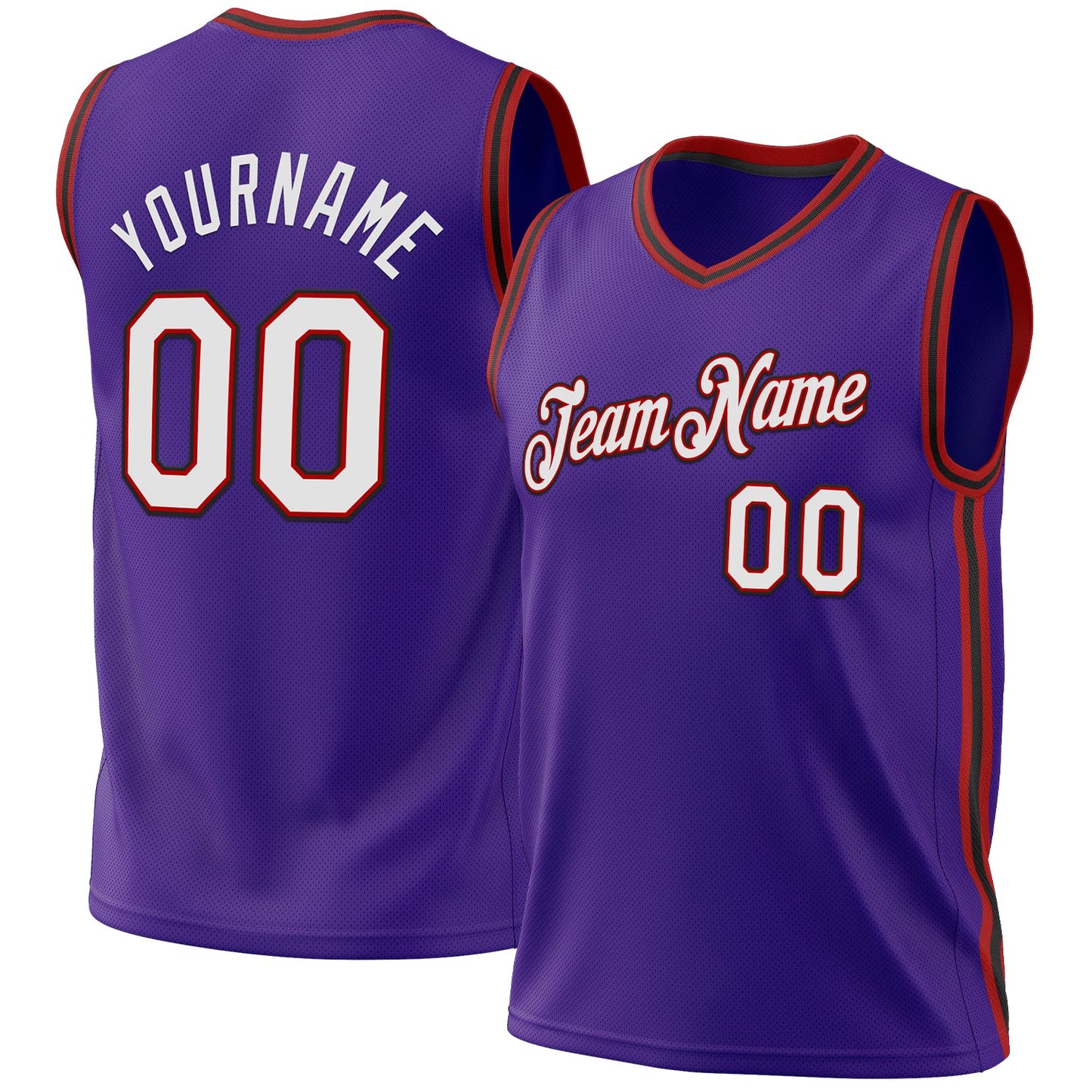 Custom Purple Red-Black Authentic Throwback Basketball Jersey - Sky-Custom