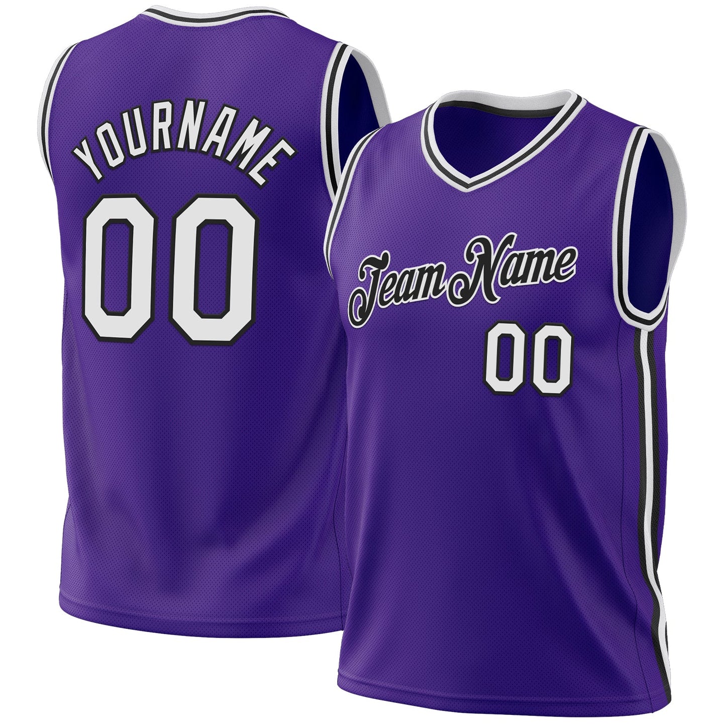 Custom Purple White-Black Authentic Throwback Basketball Jersey - Sky-Custom