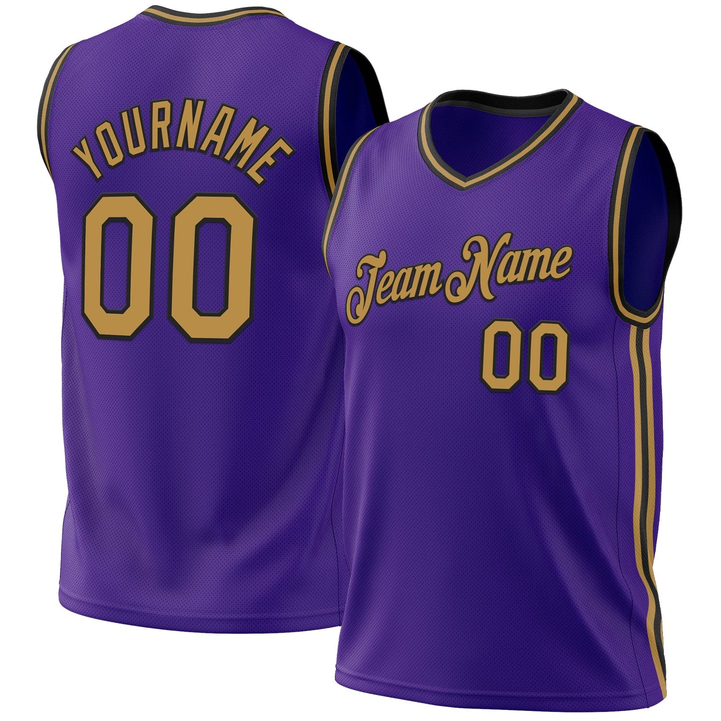 Custom Purple Old Gold-Black Authentic Throwback Basketball Jersey - Sky-Custom