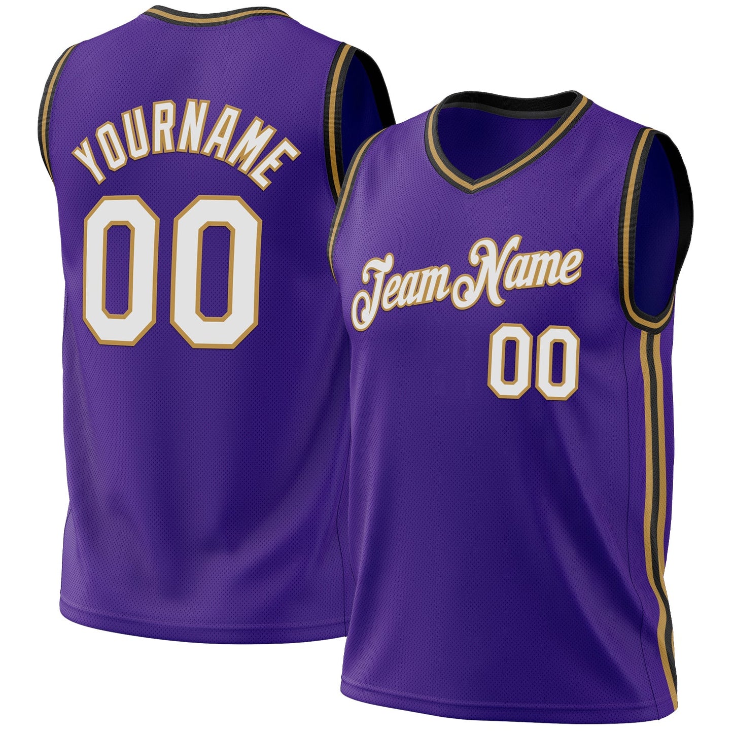 Custom Purple Old Gold-Black Authentic Throwback Basketball Jersey - Sky-Custom